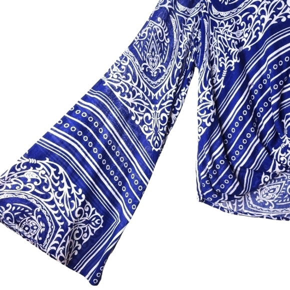 VINTAGE BLUE LIFE Boho Bell Sleeves 100% COTTON TOP SIZE M - Picture 4 of 10